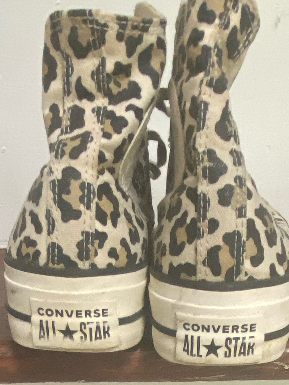 Converse Leopard Print High-Top Platform Sneakers - Beige, Black, Size 8